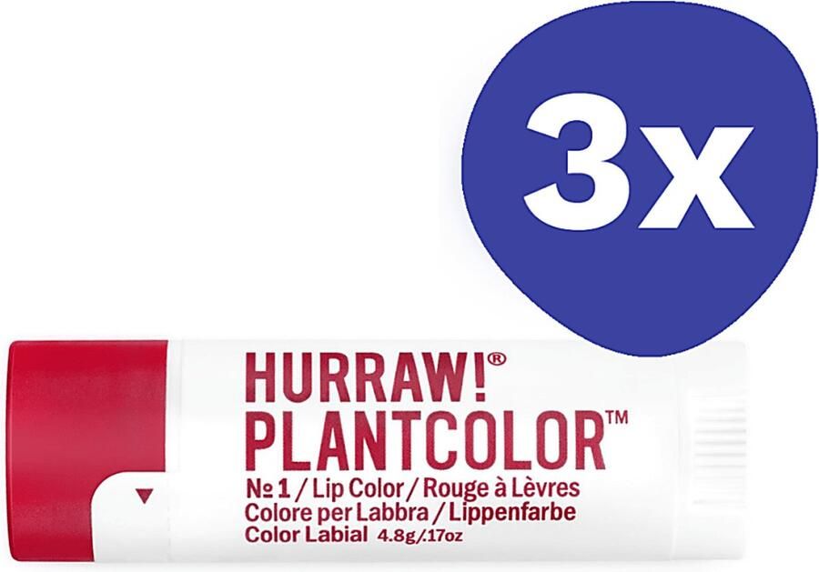 Hurraw Lippenstift PLANTCOLOR N01 (3x 4 8gr)