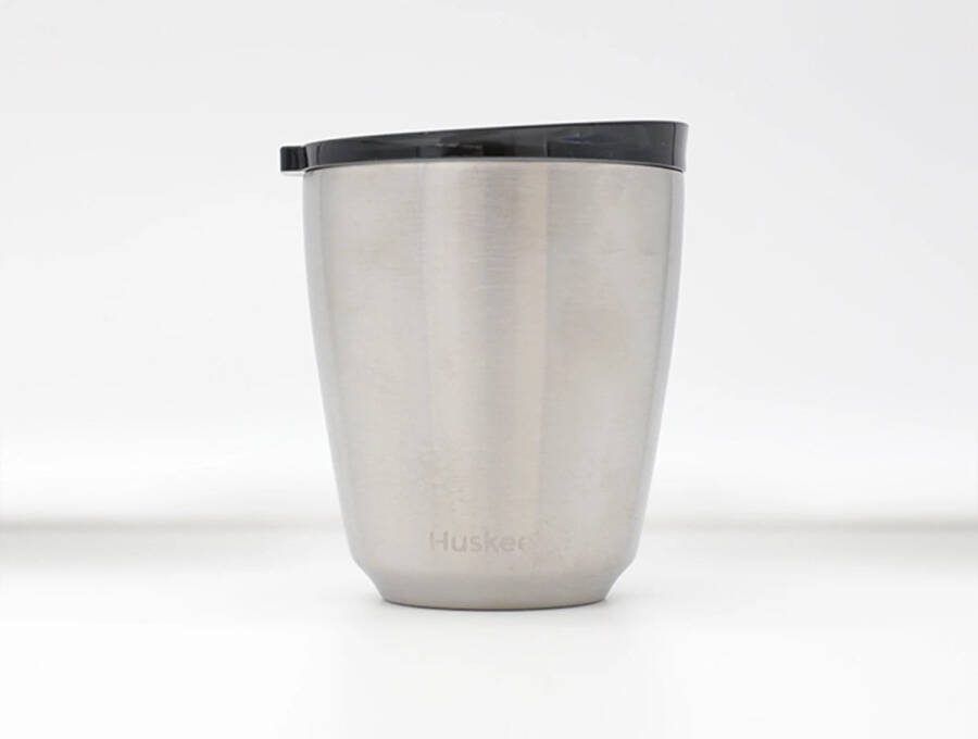 HuskeeCup HuskeeSteel & Deksel Hersluitbare Thermische Koffiebeker To Go 8oz 24cl Staal