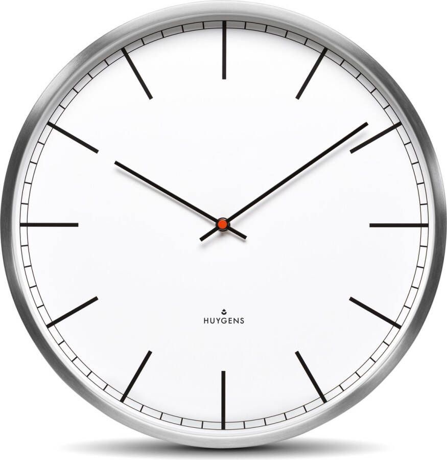 Huygens One Index 45cm RVS Wandklok Stil Quartz uurwerk
