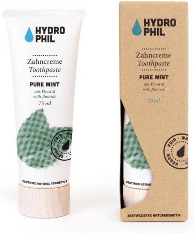 Hydrophil Tandpasta Met Fluoride Pure Munt 75 ml