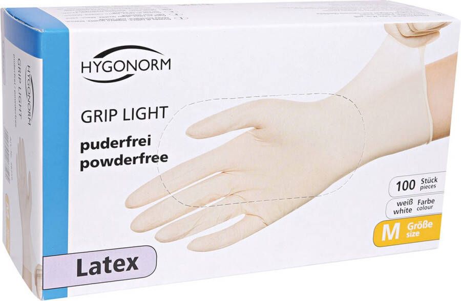 Hygonorm Latex handschoenen wegwerp maat M 100 stuks poedervrij wit