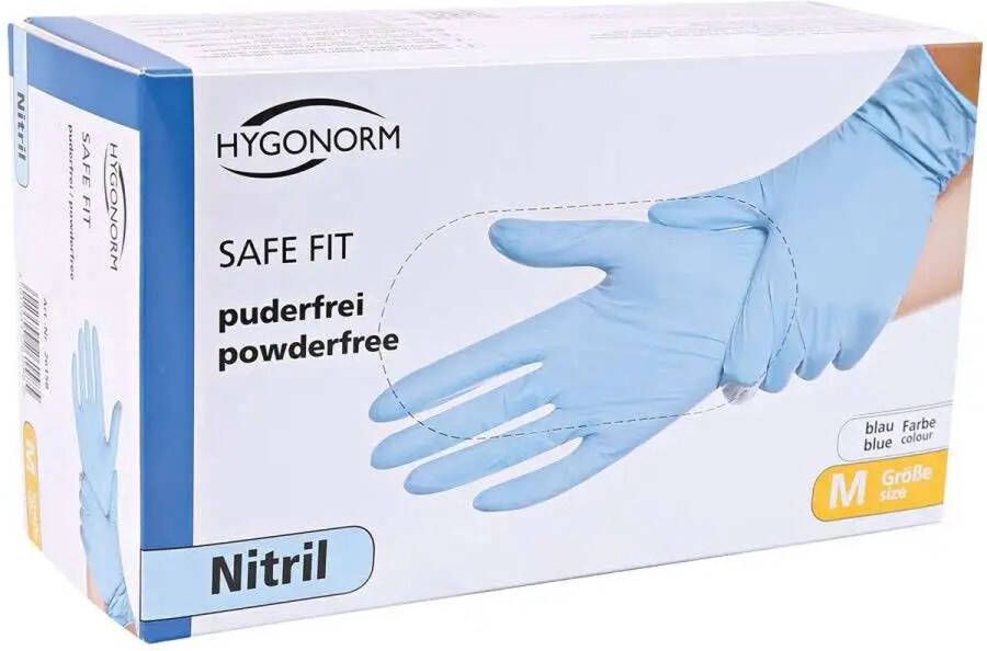 Hygonorm Wegwerp handschoenen nitril blauw maat M 100 stuks poedervrij latex vrij!