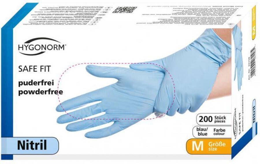 Hygonorm wegwerp handschoenen nitril poedervrij blauw 200 stuks maat L latex vrij