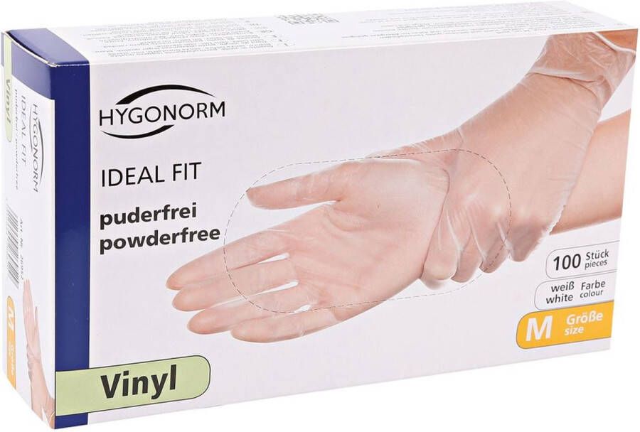 Hygonorm wegwerp handschoenen vinyl naturel wit- maat L 100 stuks poedervrij latex vrij!