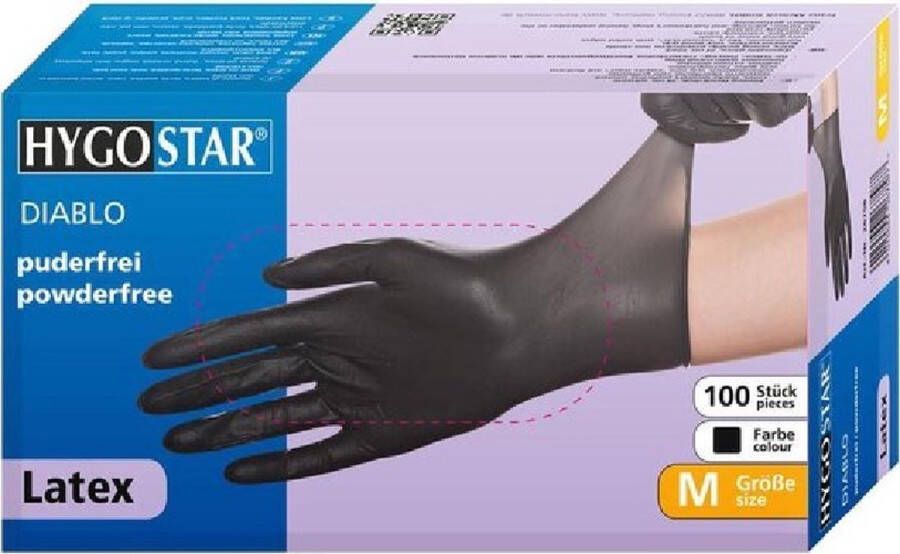 Hygostar Latex handschoenen zwart poedervrij maat XL 100 stuks