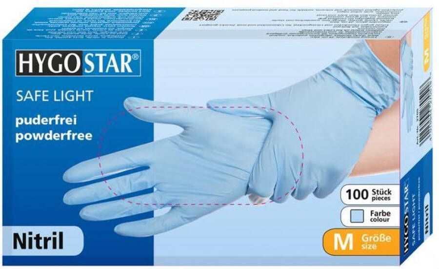 Hygostar Nitril wegwerp handschoenen blauw poedervrij maat XS 100 stuks