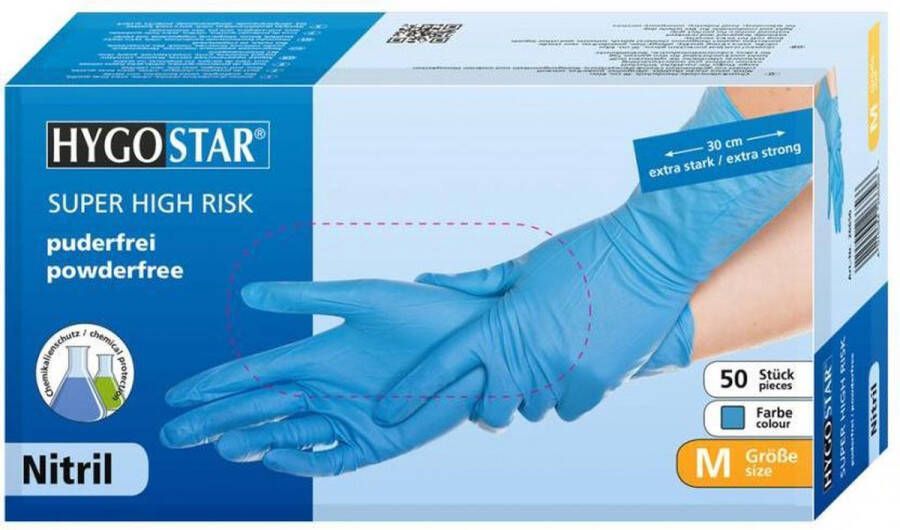 Hygostar nitril wegwerp handschoenen Super High Risk extra sterk maat M 50 stuks