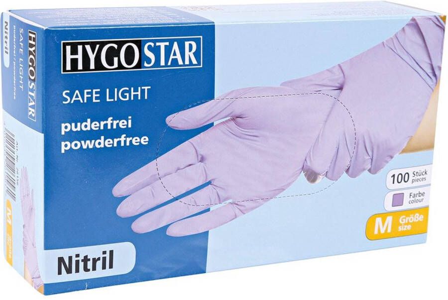 Hygostar wegwerp handschoenen nitril poedervrij lila maat L 100 stuks