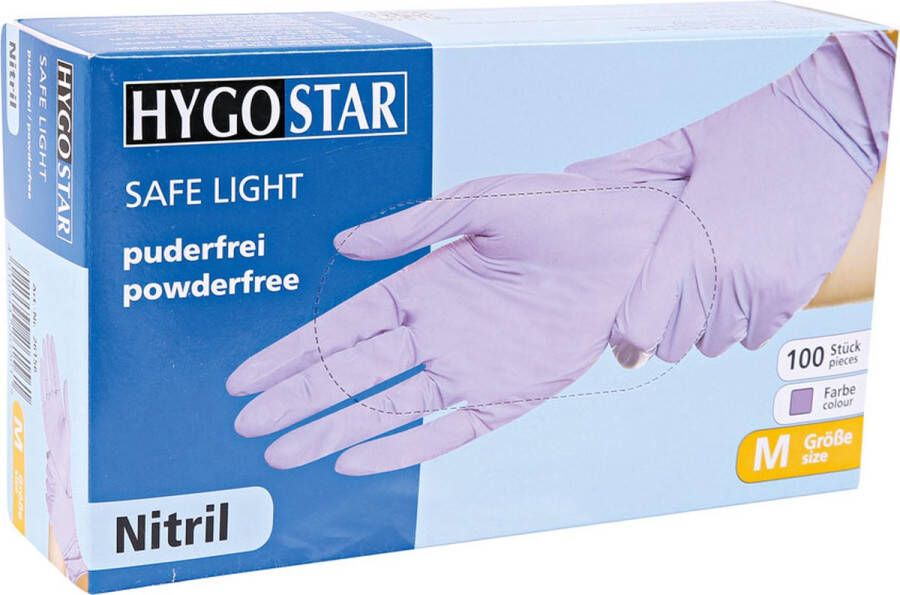 Hygostar wegwerp handschoenen nitril poedervrij lila maat M 100 stuks