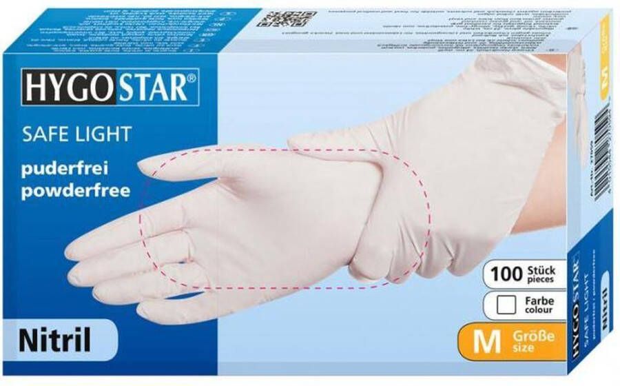 Hygostar wegwerp handschoenen nitril poedervrij wit maat S 100 stuks