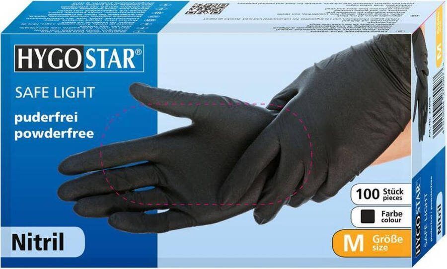 Hygostar Wegwerp handschoenen Nitril Poedervrij Zwart L 100 stuks