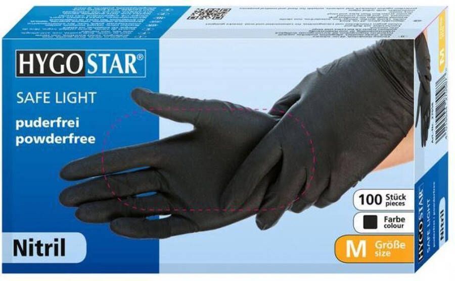 Hygostar Wegwerp handschoenen Nitril Poedervrij Zwart M 100 stuks