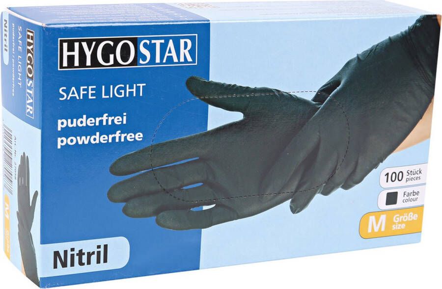 Hygostar Wegwerp handschoenen Nitril Poedervrij Zwart XS 100 stuks