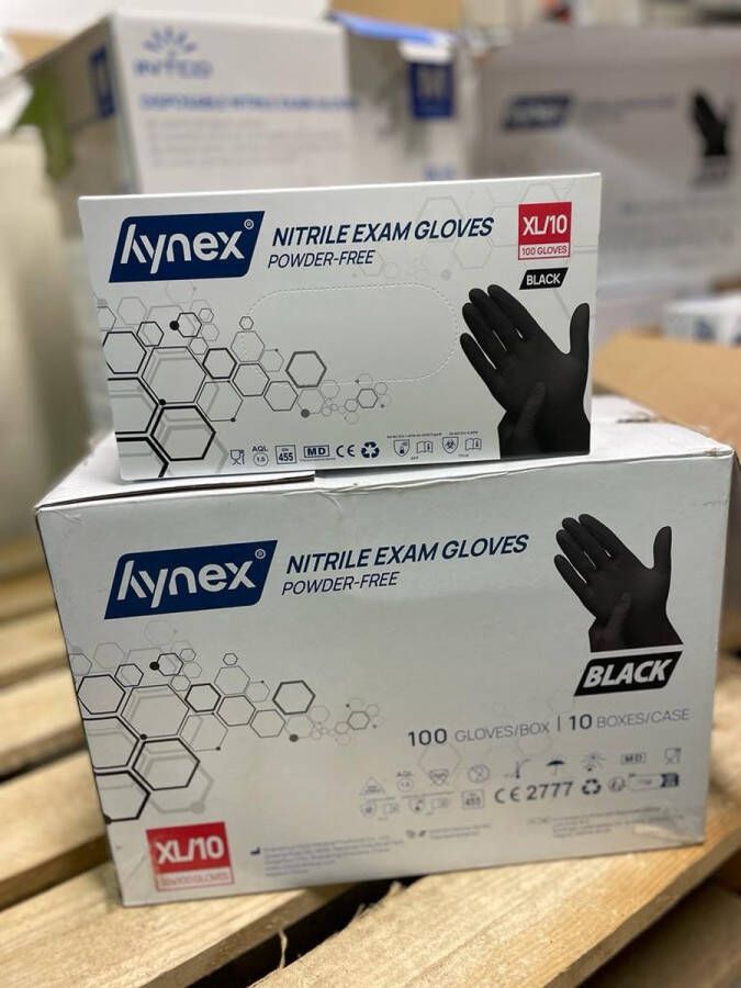 Hynex Zwart nitrile wegwerphandschoenen Maat XL Per doos 10 Doosjes x 100stuks
