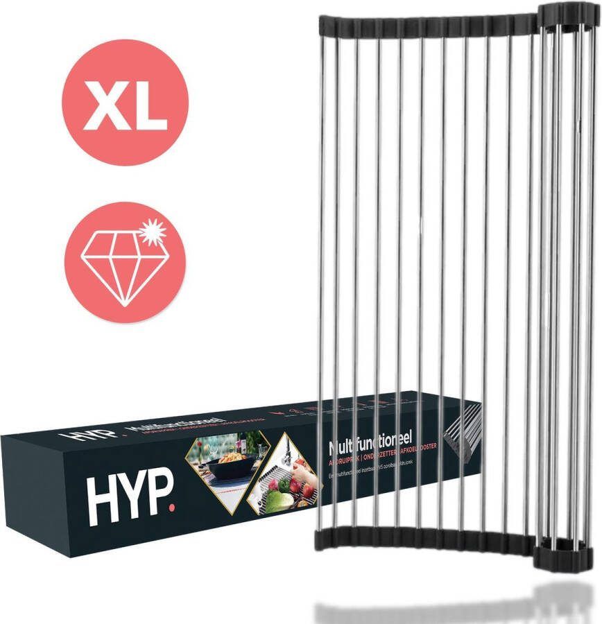HYP. Premium Afdruiprek voor afwas RVS Pannen rooster hittebestendig Afdruiprooster Pannenonderzetter Afkoelrooster Camping Rolmat
