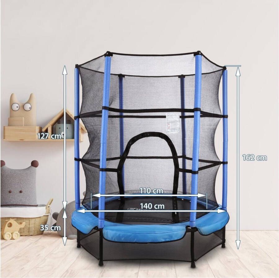 HyperMotion Trampoline Peuter & Accessoires met veiligheidsnet mat rand trampolines net voor peuters beschermrand premium edition kindertrampoline 140 cm kinderen trampolinerand rond binnen springmat onderdelen kids baby buiten klein kind