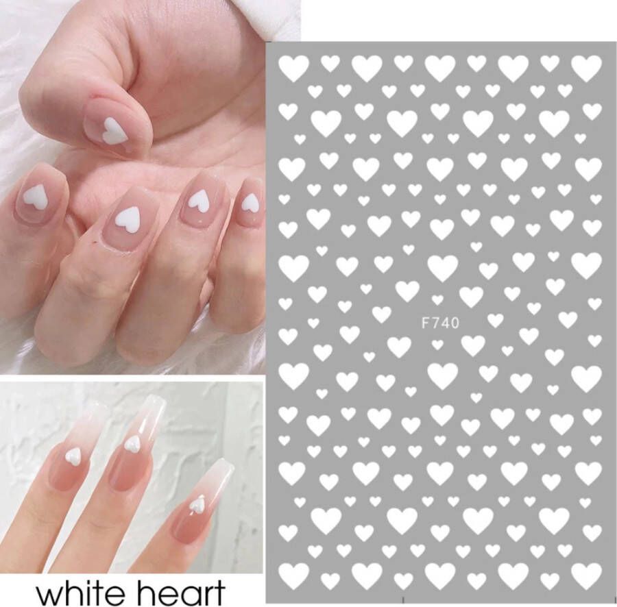 Hypify Nagelstickers Nagel Stickers Hartjes Kleur Wit Nail Art 3D Stickers Nagelstickers Kinderen Nagel Decoratie