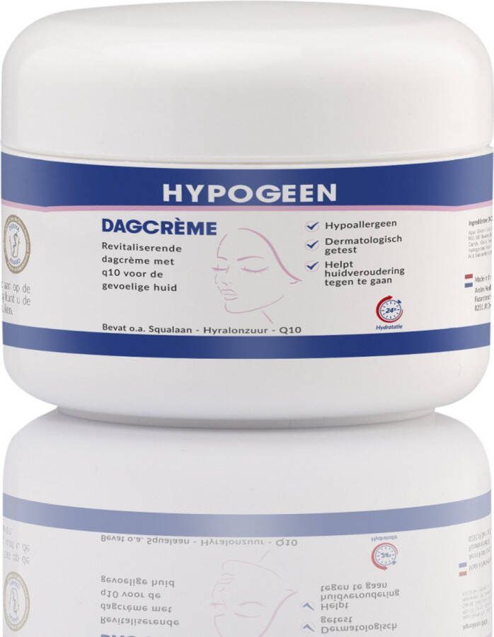 Hypogeen Dagcrème Anti-rimpel Crème met Hyaluronzuur Vrij van Parabenen Parfum en Siliconen Tegen Huidveroudering Met Squalaan en Q10 Hypoallergeen pH-neutraal Hydraterend Voor Droge en Gevoelige Huid Pot 75ml
