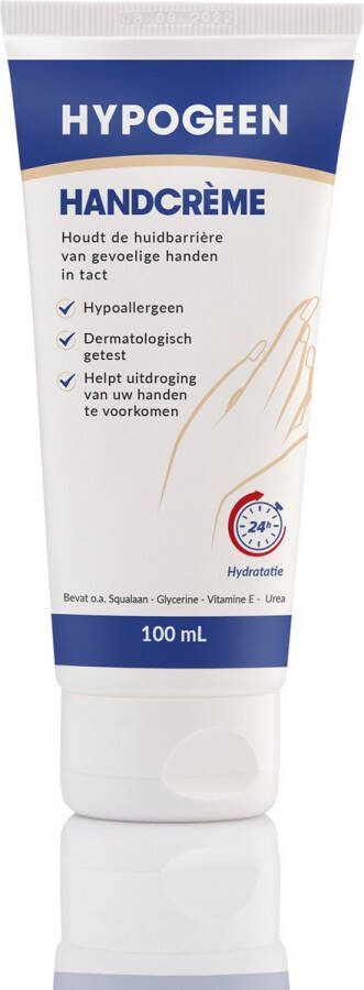 Hypogeen Handcrème hypoallergeen PH-neutraal tegen ruwe & schilferige handen dagelijkse verzorging van droge & gevoelige handen intensief voedende & zachte werking met squalaan pot 200ml