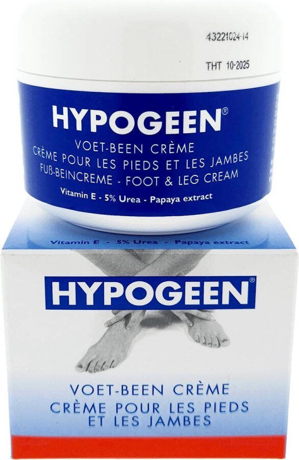 Hypogeen Voet- & Beencrème – Voetencrème voor Droge Voeten en Benen – Met 5% Ureum – Voorkomt Kloven Huidschilfering en Eelt – Herstelt Natuurlijke Vet- en Vochtbalans – Pot 100 ml