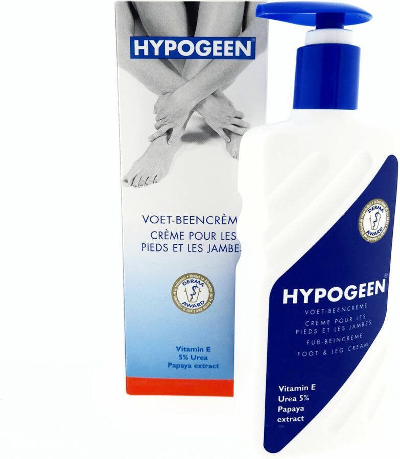 Hypogeen Voet- & Beencrème – Voetencrème voor Droge Voeten en Benen – Met 5% Ureum – Voorkomt Kloven Huidschilfering en Eelt – Herstelt Natuurlijke Vet- en Vochtbalans – 300 ml Pompflacon