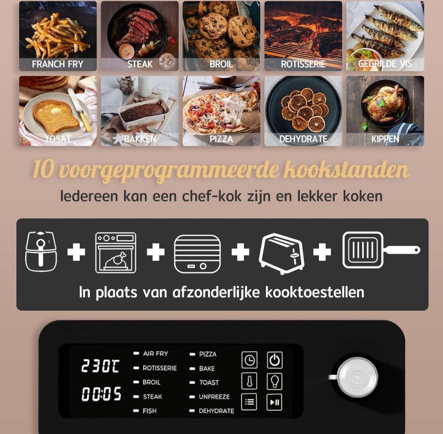 HYSapientia Heteluchtfriteuse 15L met LED-Touchscreen