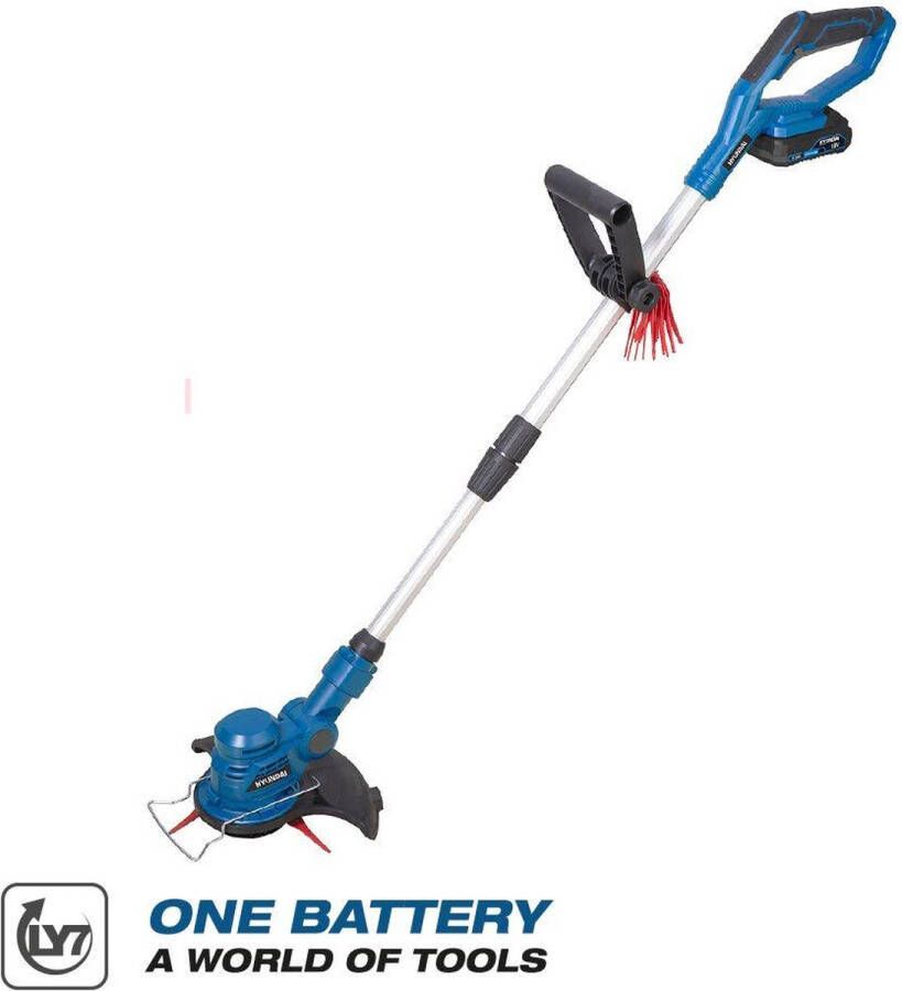 GS Quality Products Hyundai 20v Accu Grastrimmer Bosmaaier Maaibreedte 225mm Incl. 22x Snijmessen Excl. Accu En Oplader