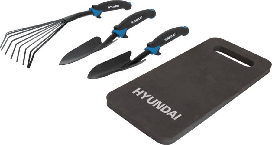Hyundai 4-delig Tuingereedschapset Hark Plantenschep Tuinschep kniekussen