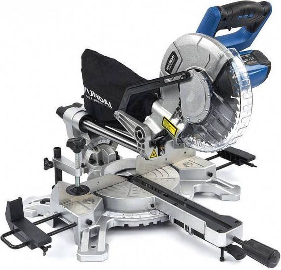 Hyundai afkortzaag 1500W kapzaag enkel-verstekzaag Ø210mm radiaal incl. laserfunctie krachtig maar eenvoudig te verplaatsen