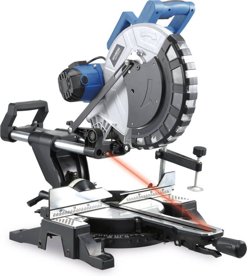 Hyundai afkortzaag 1800W kapzaag dubbel-verstekzaag Ø305mm radiaal incl. laserfunctie volledig omsloten beschermkap