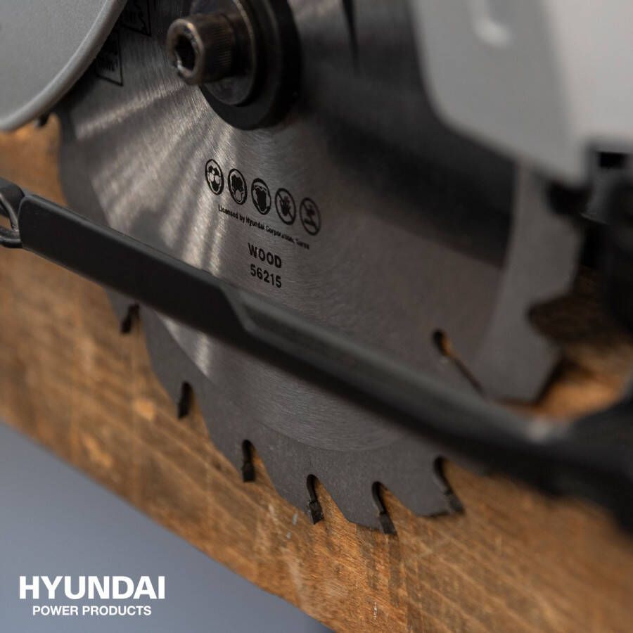 Hyundai Cirkelzaag 1500W 185 mm Heavy Duty met laser inclusief zaagblad 185 mm met asgat van 20 mm Traploos instelbare verstekhoeken van -45° tot +45°