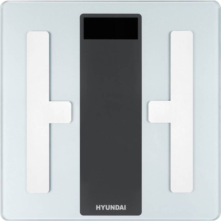 Hyundai Electronics Hyundai Home Digitale personenweegschaal met Bluetooth en lichaamsanalyse Wit Zilver