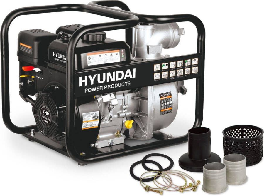 Hyundai Power Products Hyundai waterpomp schoonwaterpomp 208cc 7pk benzine motor 1000 liter per minuut 80mm