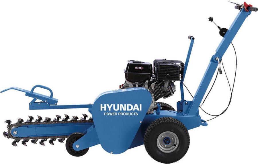 Hyundai sleuvengraver 15pk 420cc 4-takt motor 3 maaidieptes tot 600 mm 60 m1 per uur dodemans motorstop veiligheidsschakelaar