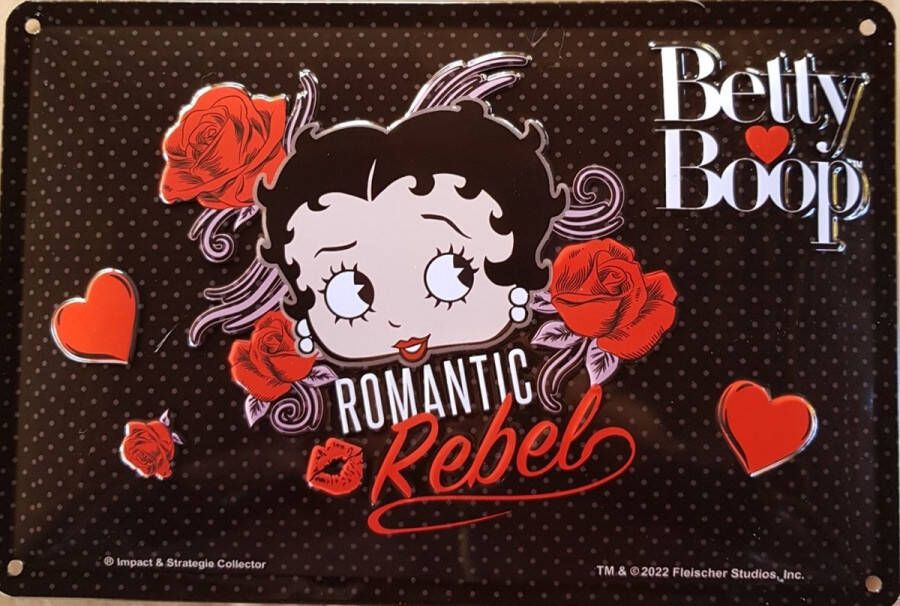 I&S Betty Boop Romantic Rebel. Metalen wandbord in reliëf 20 x 30 cm