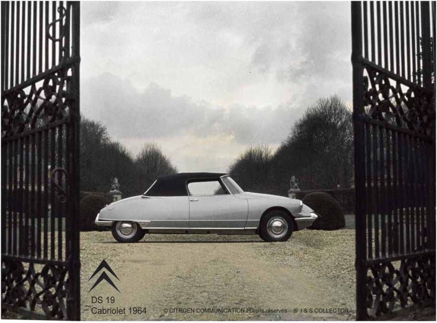 I&s collector metalen wandbord Citroën DS19 cabriolet 1964 15x21 cm