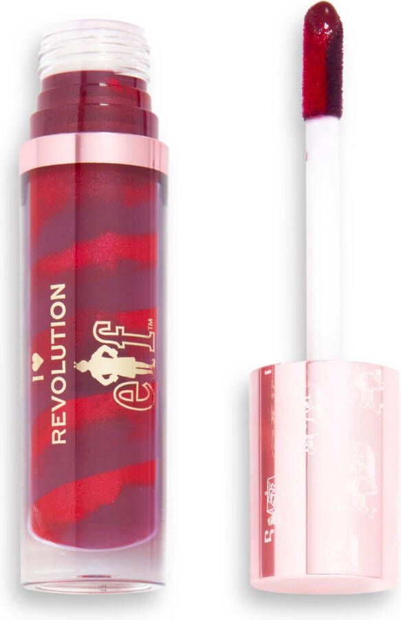 I Heart Revolution x Elf Candy Cane Lipgloss Jack In The Box Lip Gloss Kerst Swirl Berry Red Rood