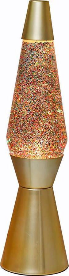 I-Total Lavalamp Lava Lamp Sfeerlamp 40x11 cm Glas Aluminium 30W Glitter Goud XL1770