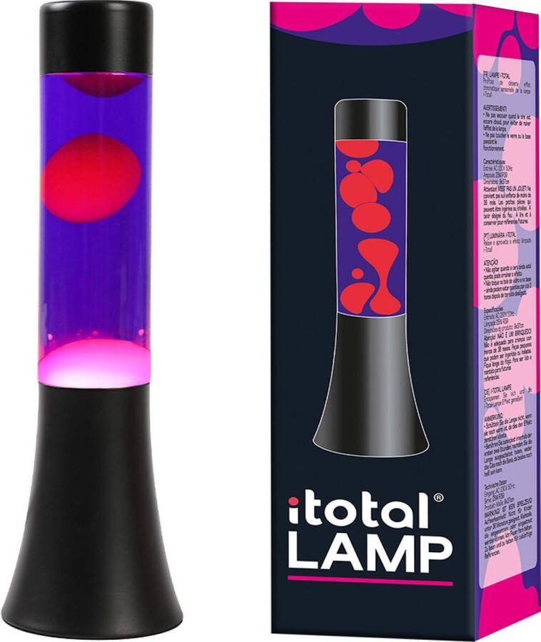 I-Total Lavalamp Lava Lamp Sfeerlamp 30x9 cm Glas Aluminium 25W Paars met roze Lava Zwart XL2457