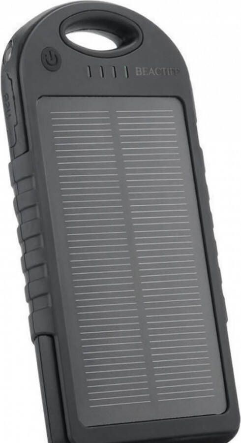 I12Cover Solar PowerBank 5000 mAh Sterke externe batterij oplader charger op zonne-energie met ingebouwde zaklamp spatwaterdicht stof- en zandbestendig met karabijn-ophanghaak