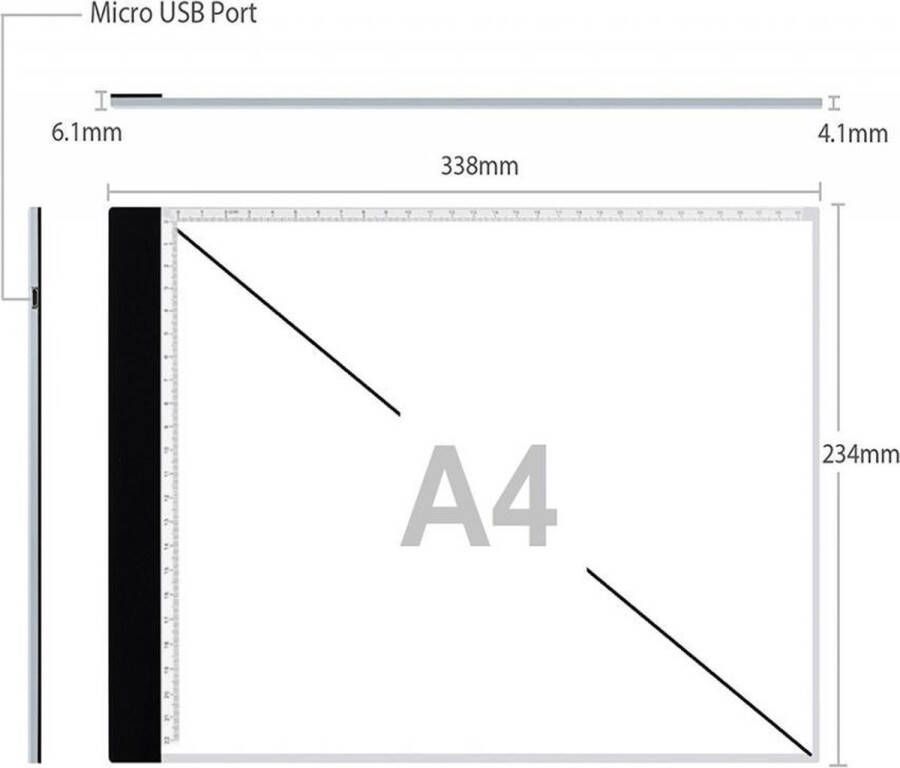I12Cover XL A4 Lightpad LED lichtbak tekentafel lichttafel met 3 dimbare lichtstanden o.a. voor Diamond Painting etc 23.6 x 33.5cm