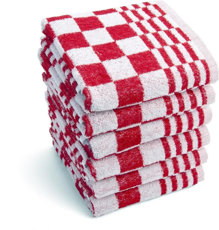 I2T Kitchen Collection I2T Keukenset Geblokt 6x Keukendoek Rood