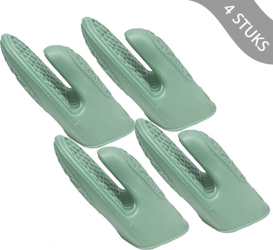 IBBO 4x Pannenlap Siliconen Set van 4 stuks Warmtebestendig Hittebestendig Ovenwanten Ovenhandschoenen Keuken BBQ Anti-verbrandingshandschoenen antislip rubber hoge temperatuur anti-hete handschoenen Lichtgroen