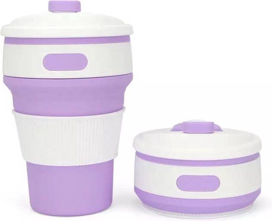 IBBO Koffiebeker to go Inklapbare beker Duurzame beker 100% BPA vrij Opvouwbaar Reisbeker Meeneem beker -Travel cup Milieuvriendelijk 350 ml Paars