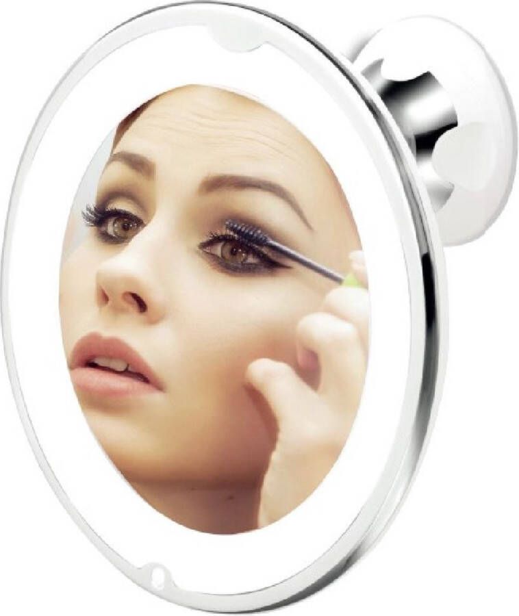 IBBO Make up spiegel Met verlichting en zuignap 360° verstelbaar werkt op batterijen en op stroom 5x vergroot supersterke zuignap