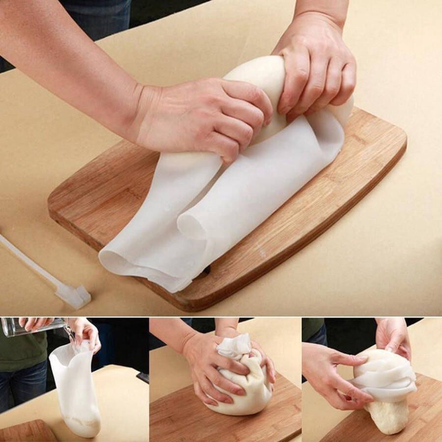 IBBO Siliconen kneedzak- Kneedzak Deegmaker Deegkneder Brood deegzak Deegmaker Deegmat Deeg Mixer 31x21 cm Wit