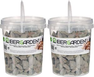 IBERGARDEN 2x pakjes decoratie steentjes kiezels grijs klein 1 5 kg Aquarium bodembedekking