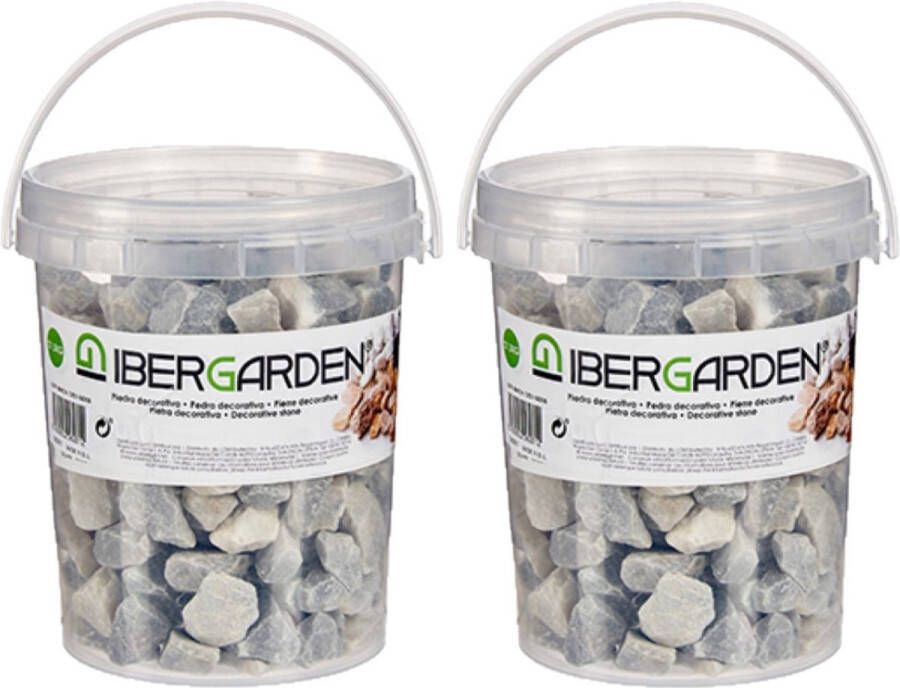 IBERGARDEN 2x pakjes decoratie steentjes kiezels lichtgrijs klein 1 5 kg Aquarium bodembedekking