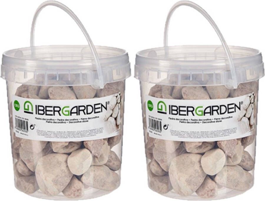 IBERGARDEN 2x pakjes decoratie stenen kiezels terracotta 2 kg Aquarium bodembedekking