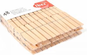 Merkloos 48x Berkenhouten wasknijpers 6 cm voordelige knijpers wasspelden